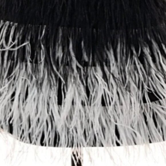 Feather Ombre Mini Skirt Black White Party Statement Skirt Size M - Picture 3 of 4